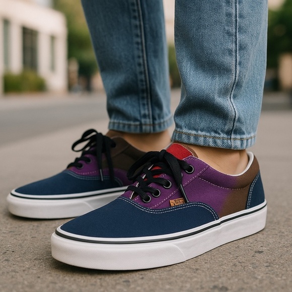 Vans Blue and Purple Canvas Sneakers with Vulcanized Sole - Picture 1 of 12